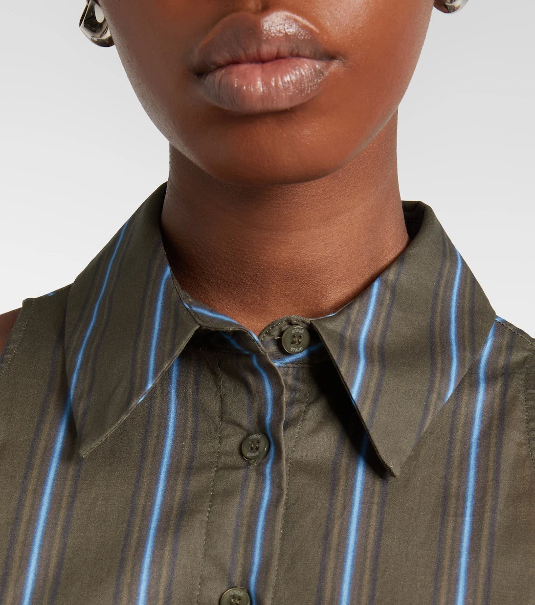 Staud - Romy striped cotton midi dress