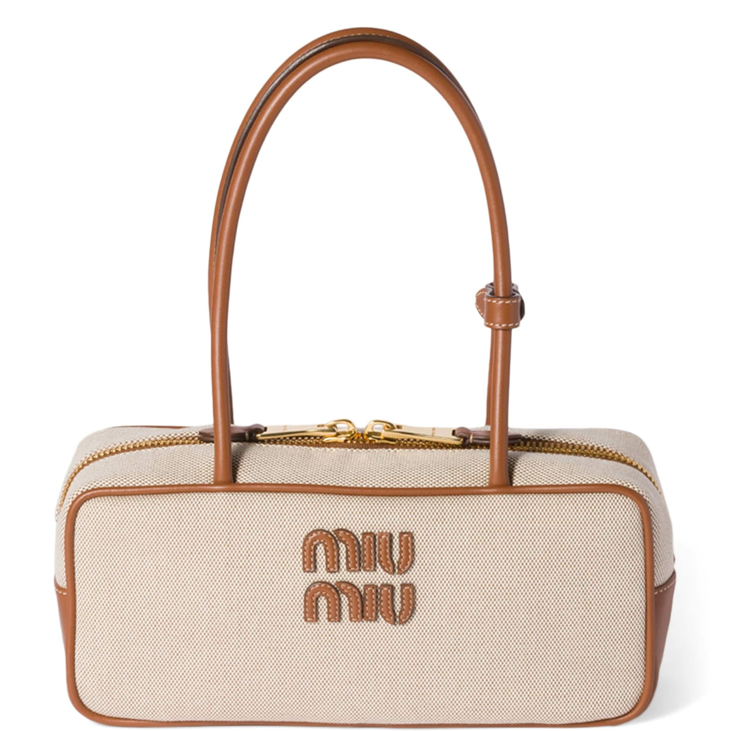 Neutral Canvas-Leather Beau Top-Handle Bag