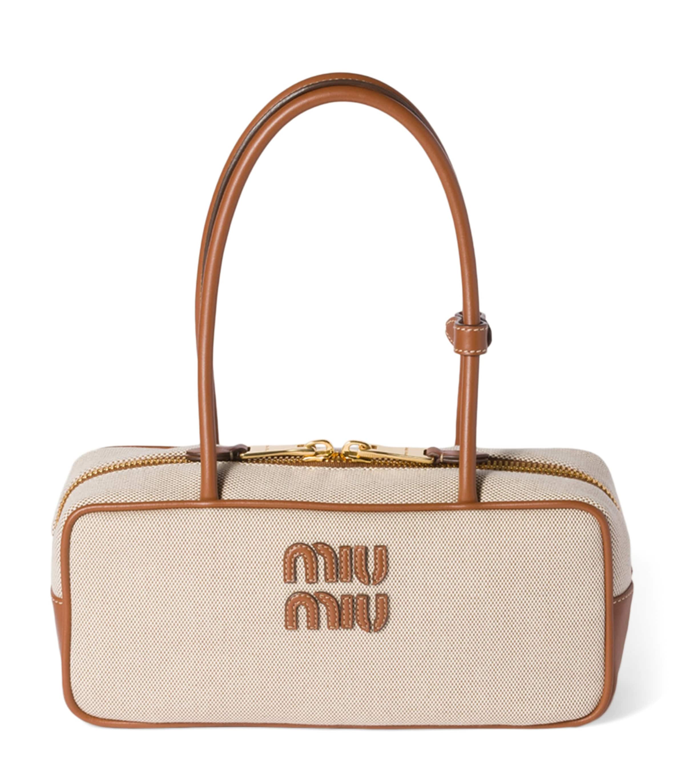 Neutral Canvas-Leather Beau Top-Handle Bag