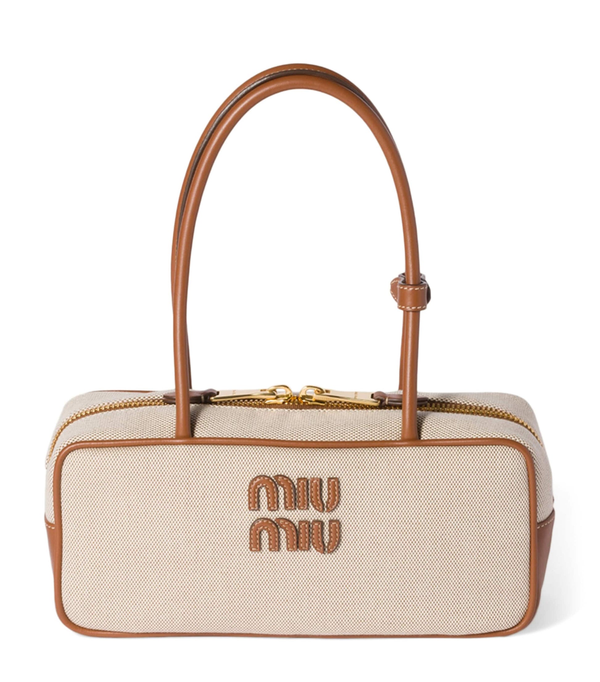 Neutral Canvas-Leather Beau Top-Handle Bag