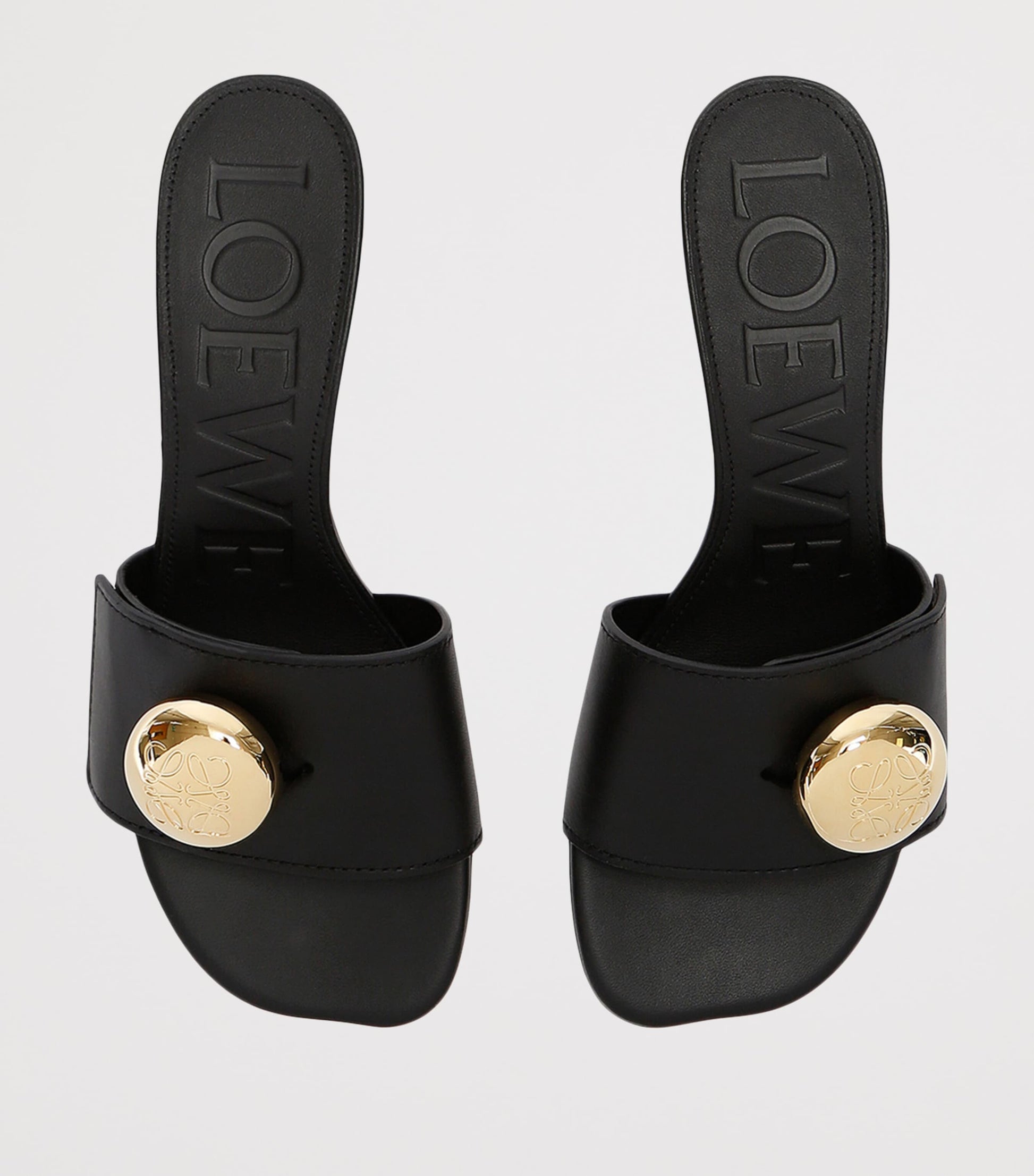 LOEWE Black Leather Pebble Mules 45