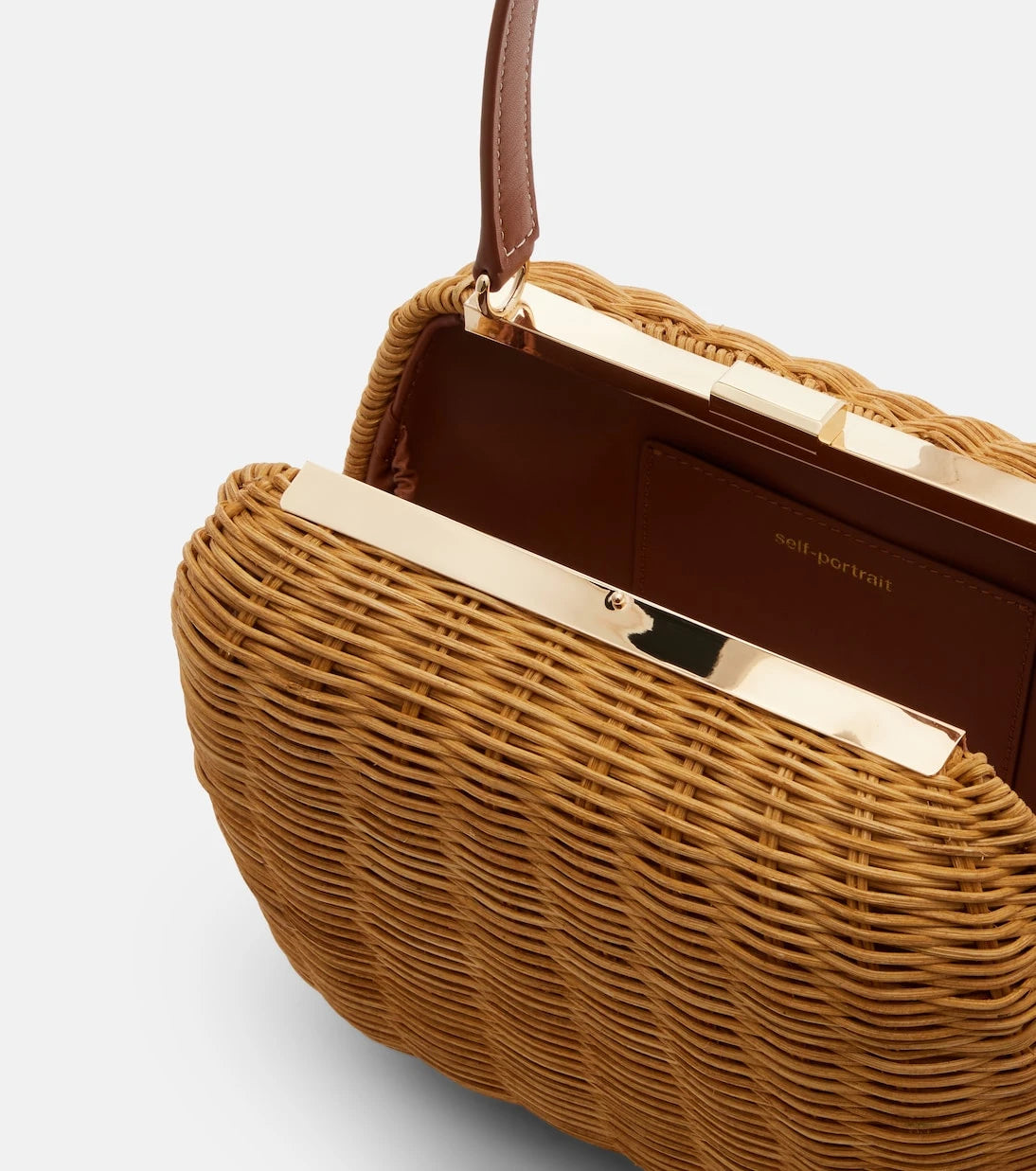 Self-Portrait - Mini rattan top-handle bag
