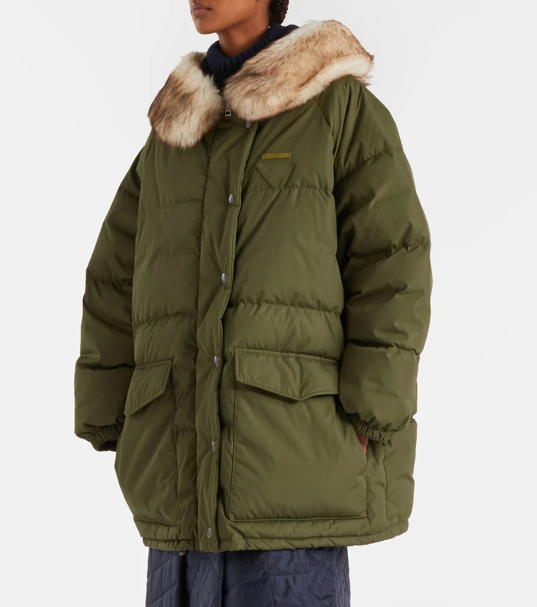 Prada - Re-Nylon shearling-trimmed down coat