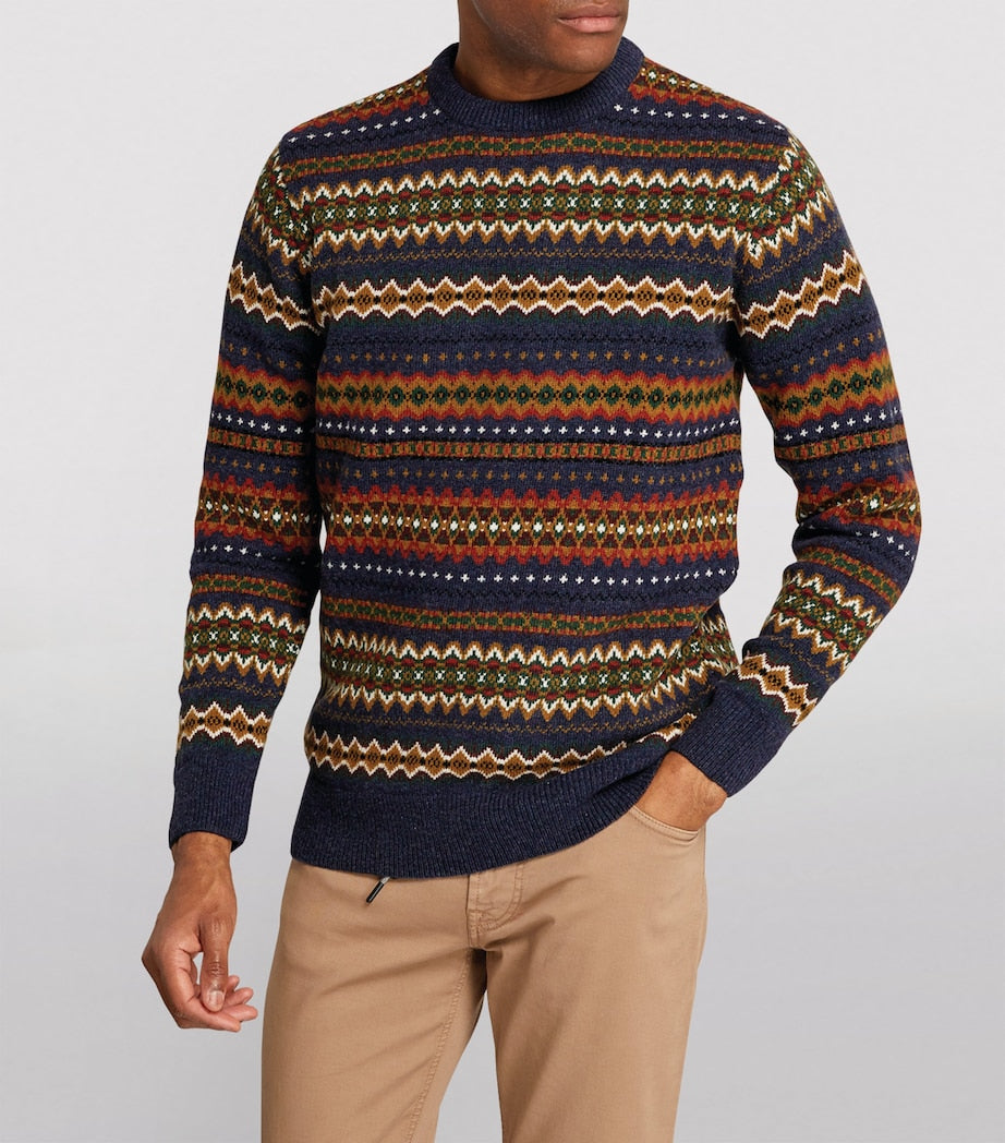 Barbour Wool Fair Isle Sweater NAVY MARL