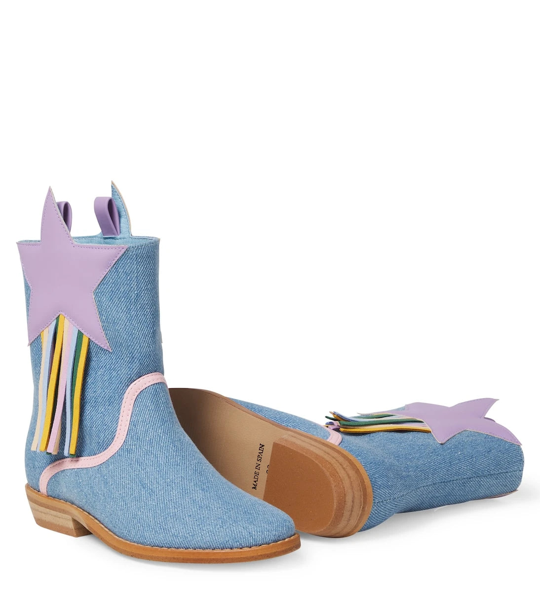 Stella McCartney Kids - Fringed denim cowboy boots