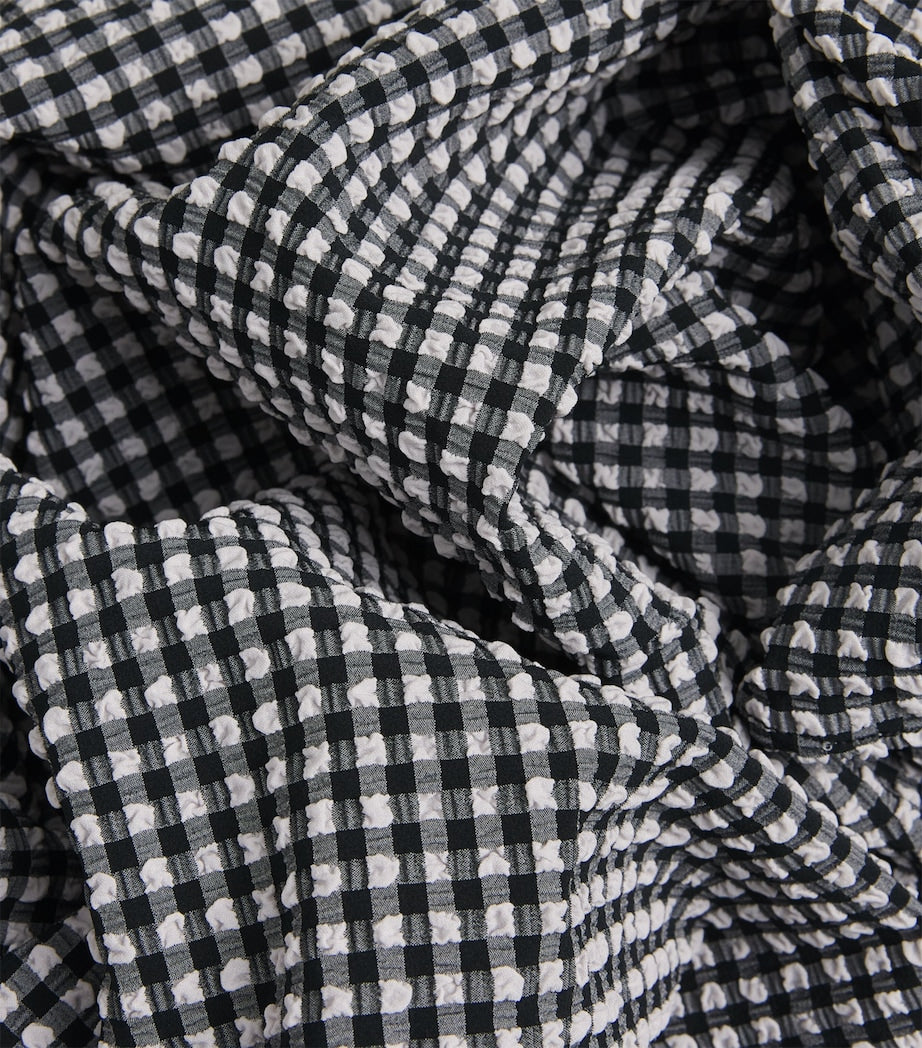 Hunza G Black Seersucker Gingham Mini Sarong