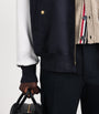 Thom Browne Navy Wool-Leather 4-Bar Oversized Bomber Jacket
