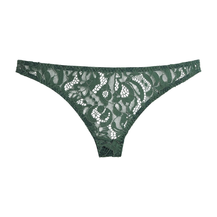 Coco De Mer Green Lace Isara Brazilian Briefs