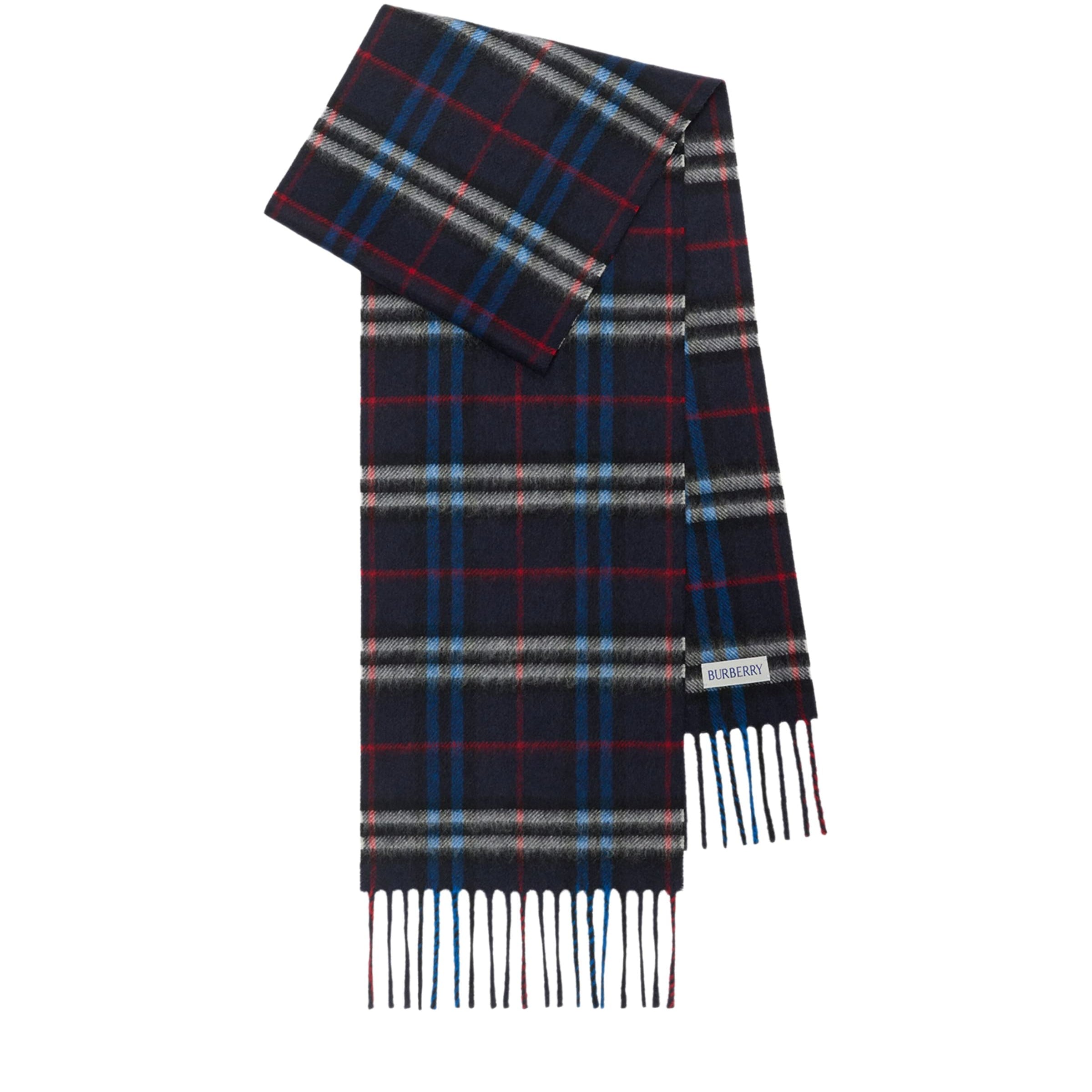 Burberry Kids Blue Cashmere Check Scarf