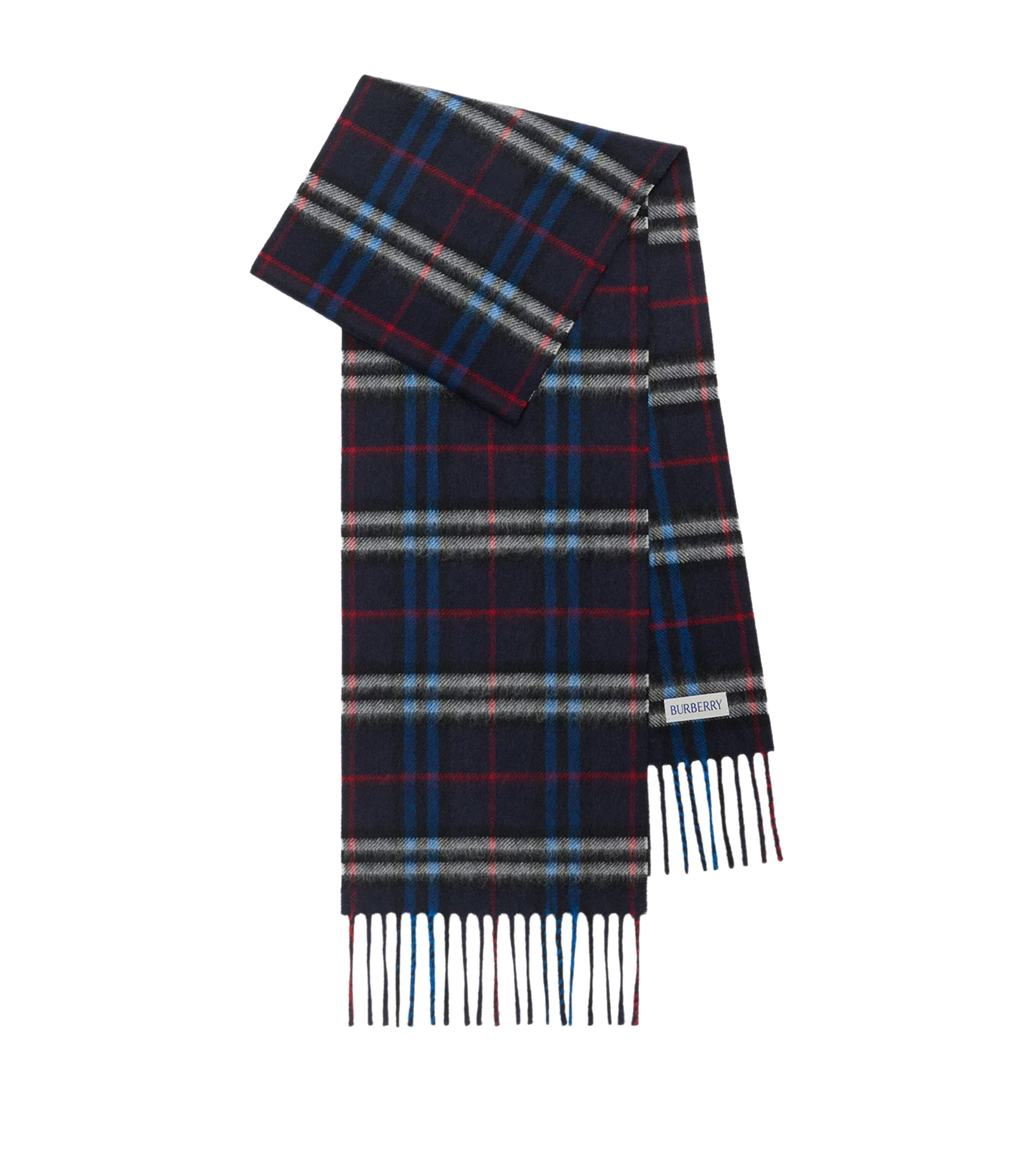 Burberry Kids Blue Cashmere Check Scarf