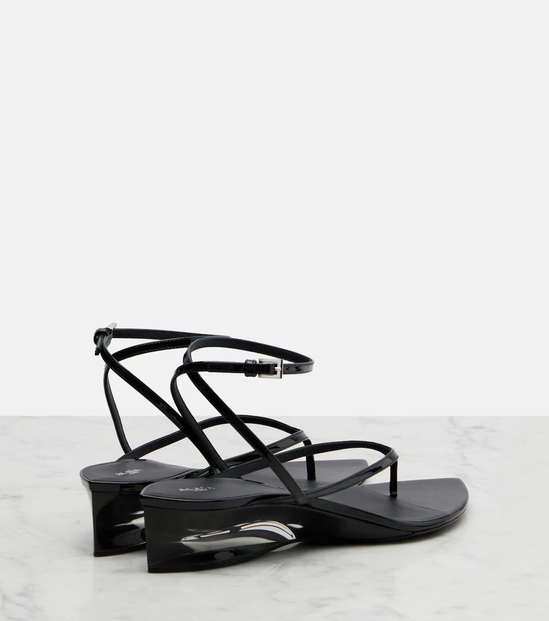 Alaïa - Invisible patent leather thong sandals