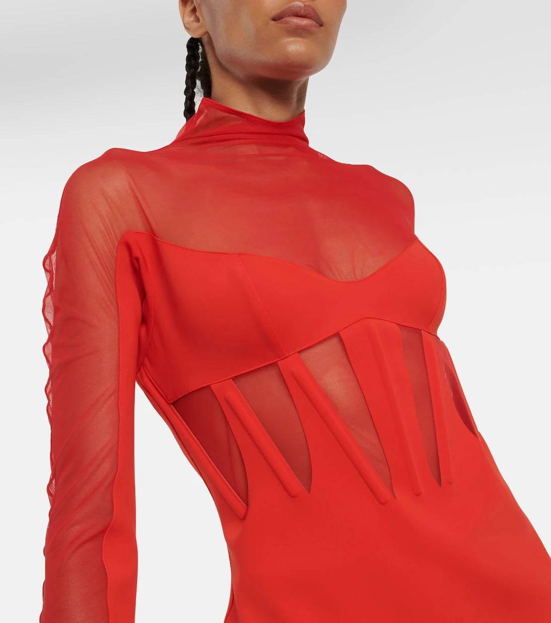 Mugler - Tulle-trimmed minidress