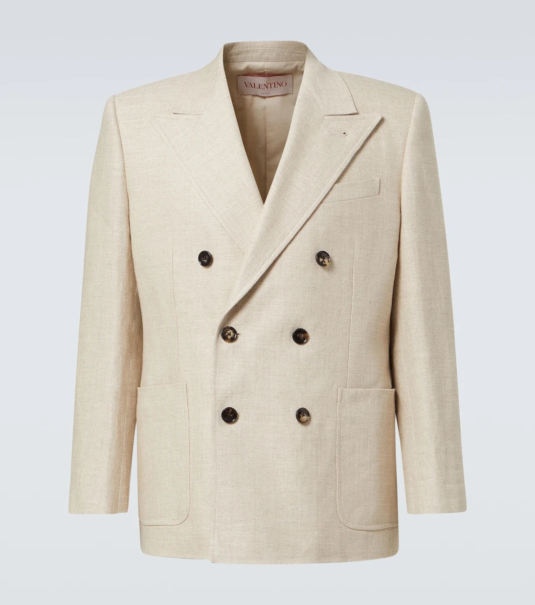 Valentino - Double-breasted linen-blend blazer