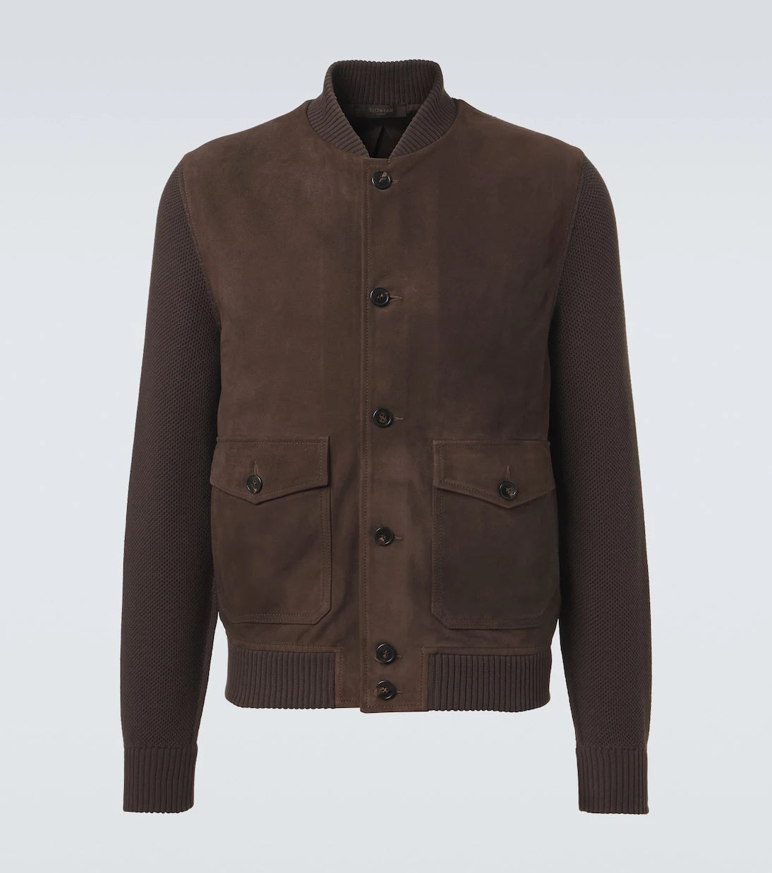 Slowear - Cotton-trimmed suede bomber jacket