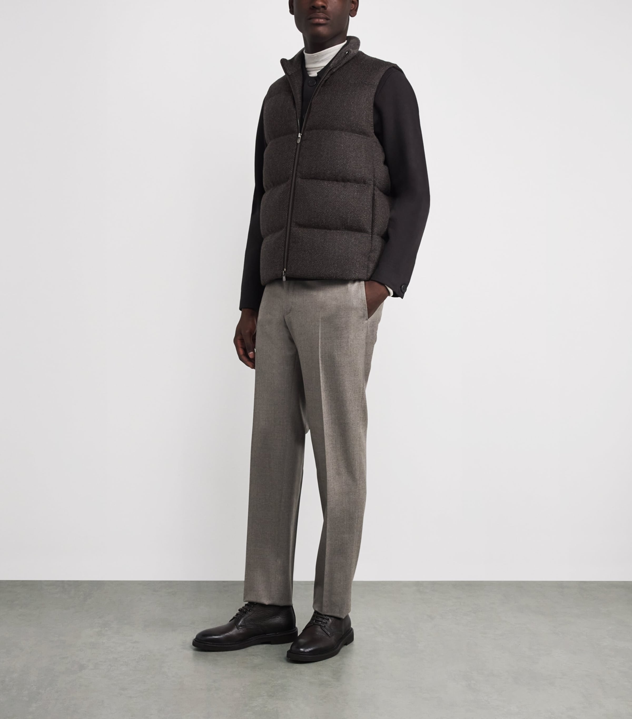 Agnona Brown Wool-Blend Padded Gilet