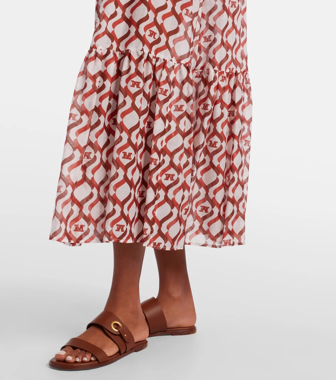 Max Mara - فستان أليسّو ميدي من القطن والحرير المطبوع