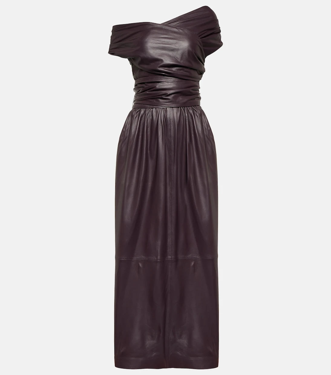 Altuzarra - Corfu off-shoulder leather maxi dress