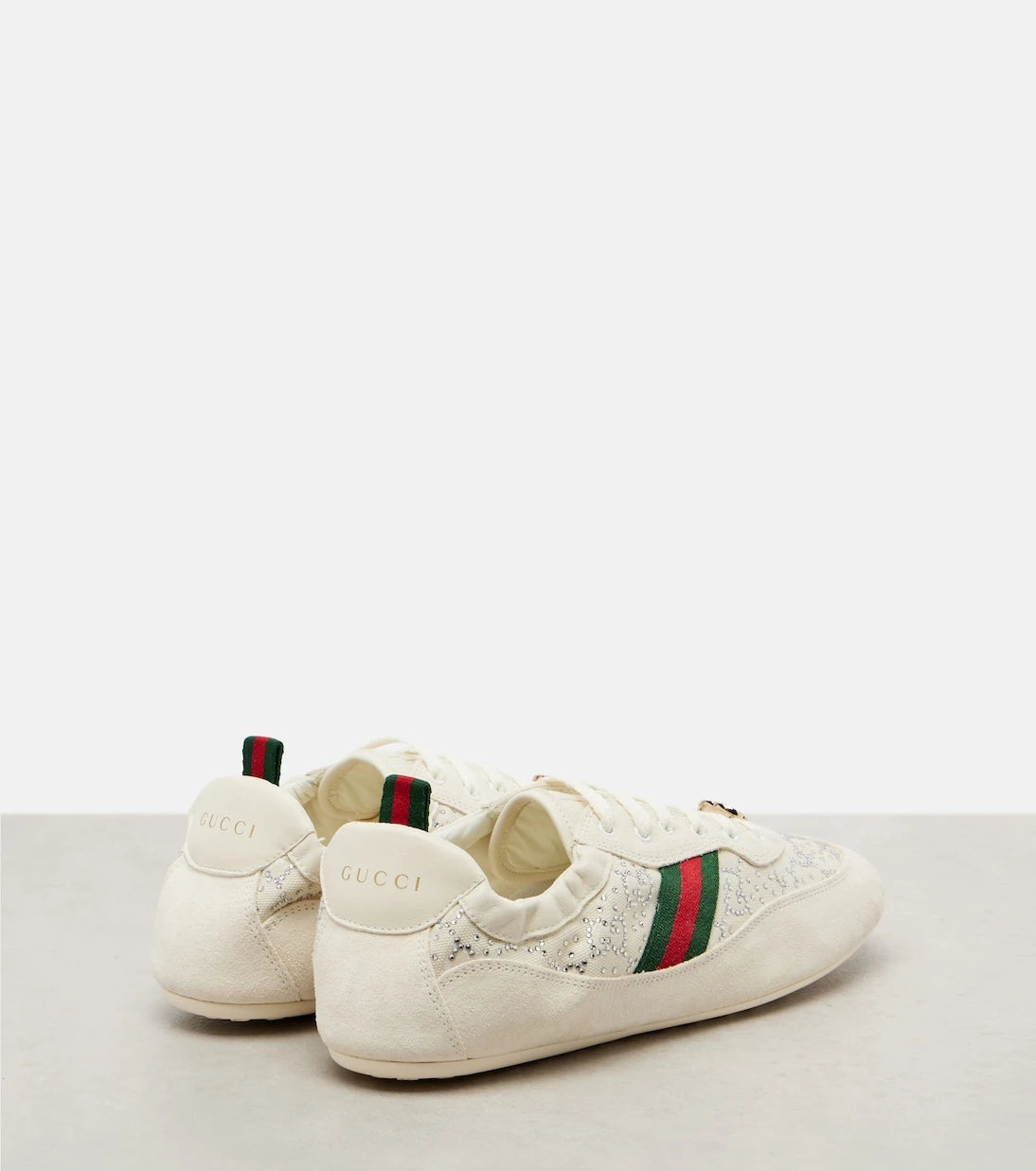 Gucci - Gucci Shift embellished suede-trimmed sneakers