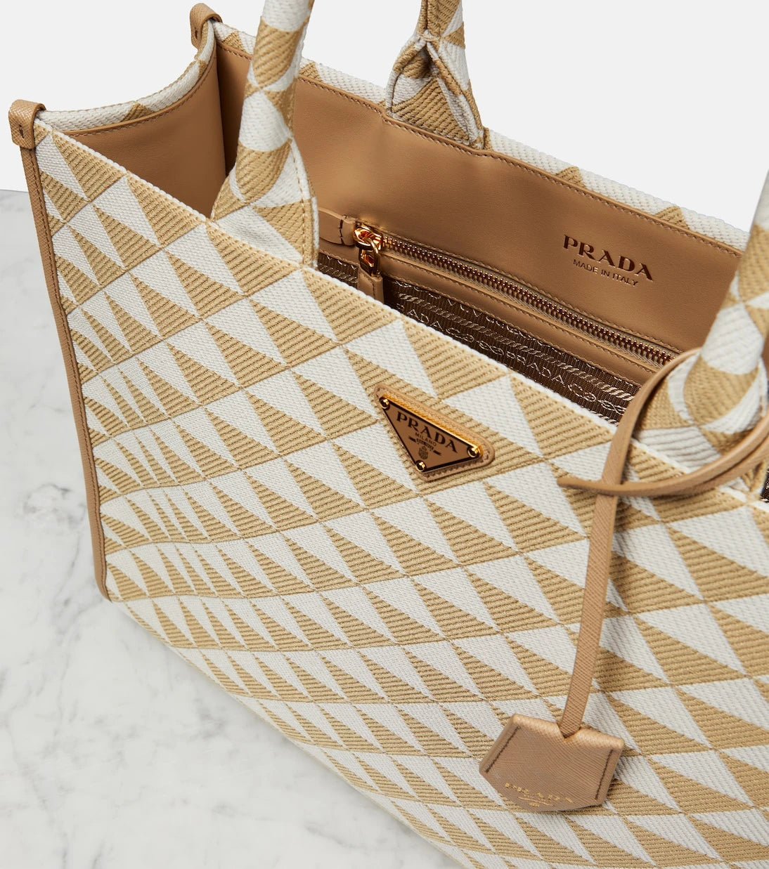 Prada - Symbole leather-trimmed tote bag