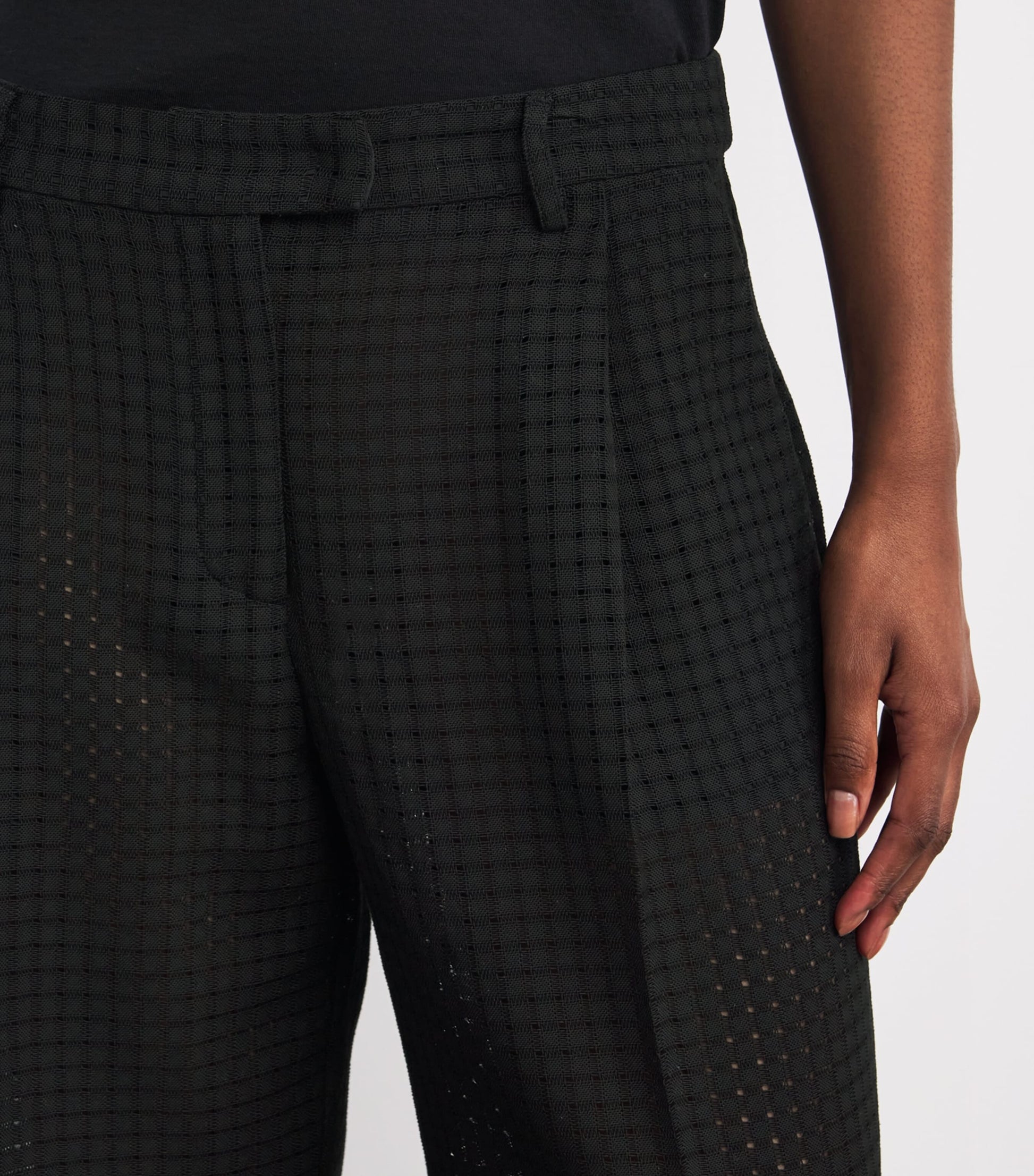 Black Crochet La Scala Trousers