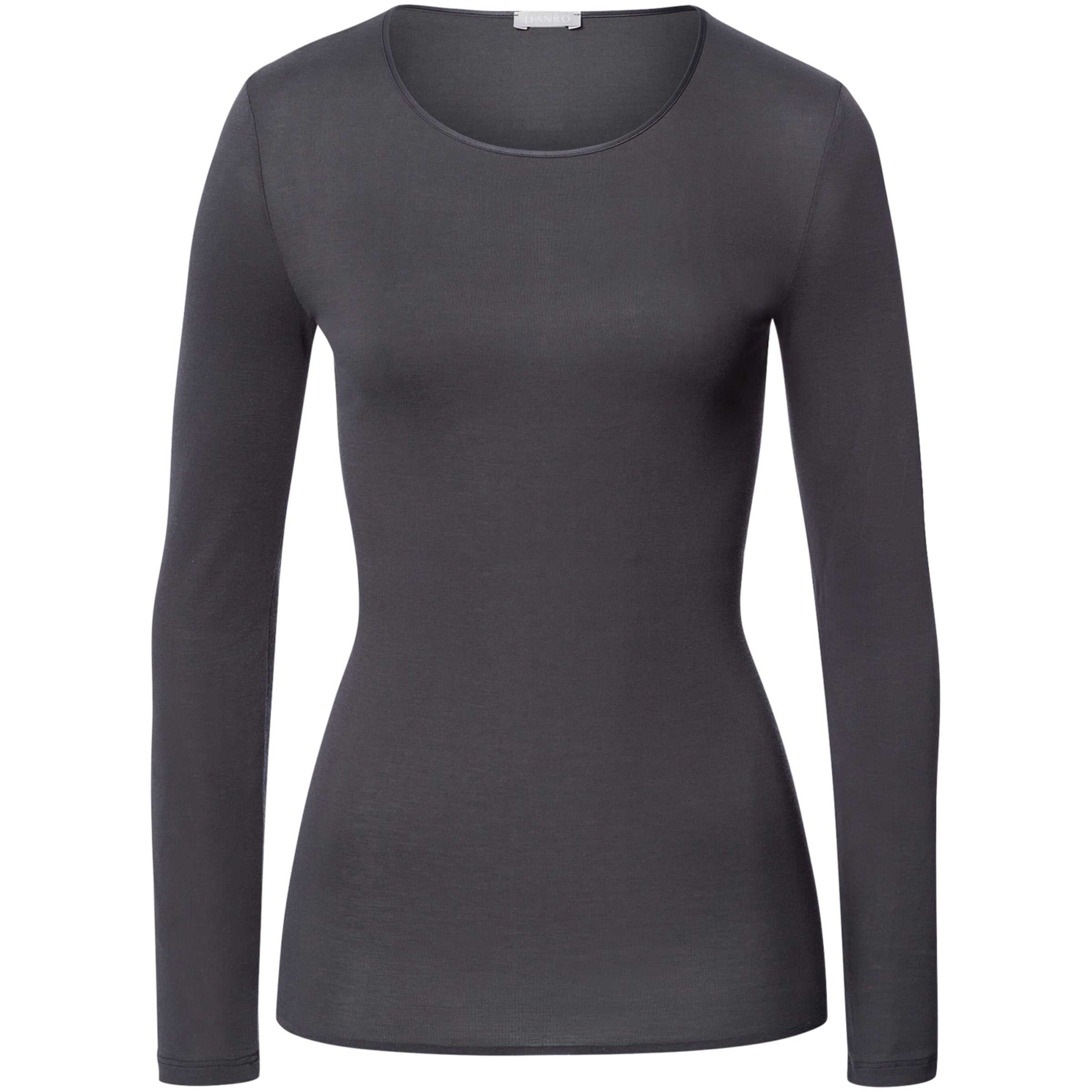 Black Cotton Seamless Long-Sleeve Top
