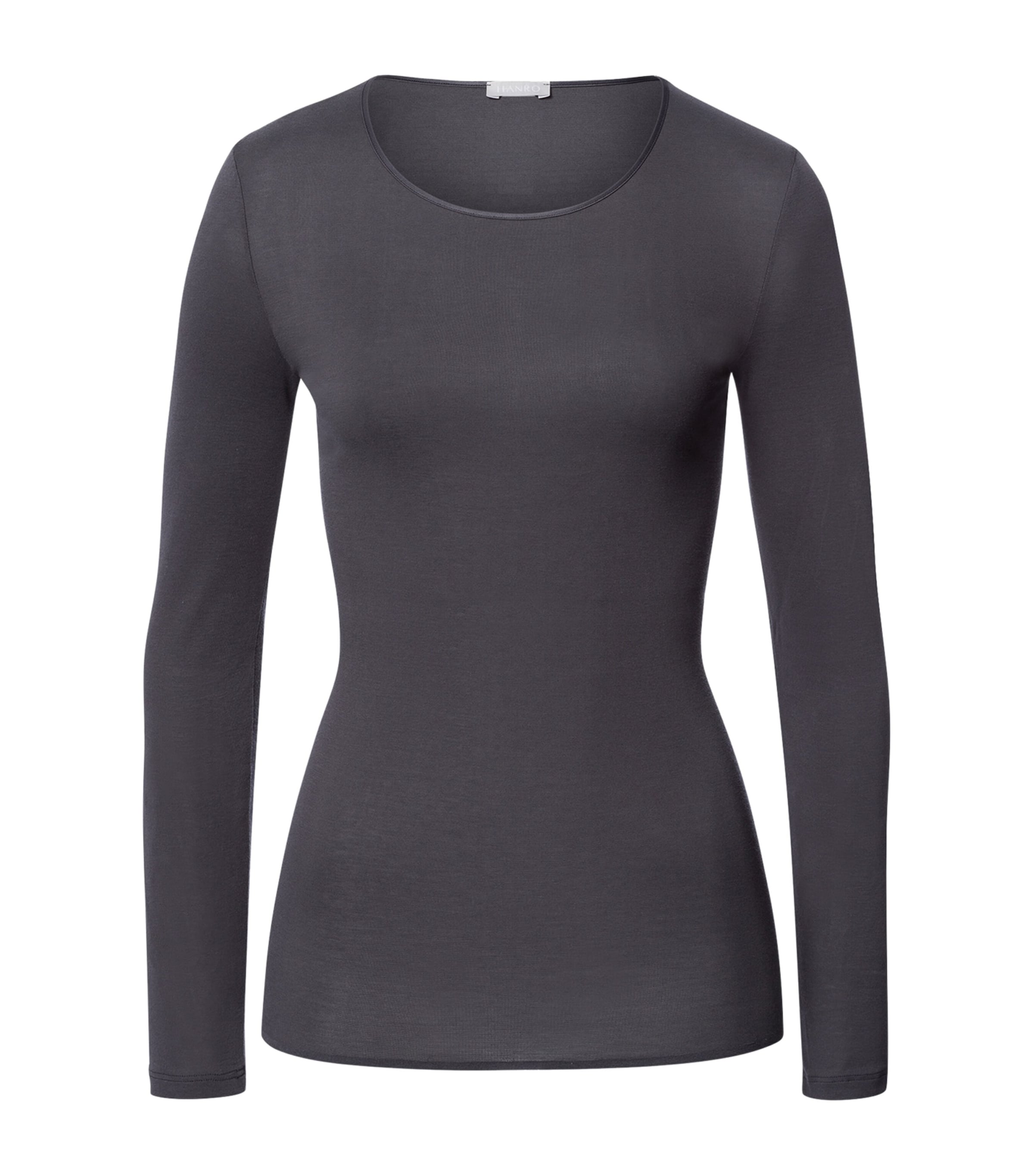 Black Cotton Seamless Long-Sleeve Top