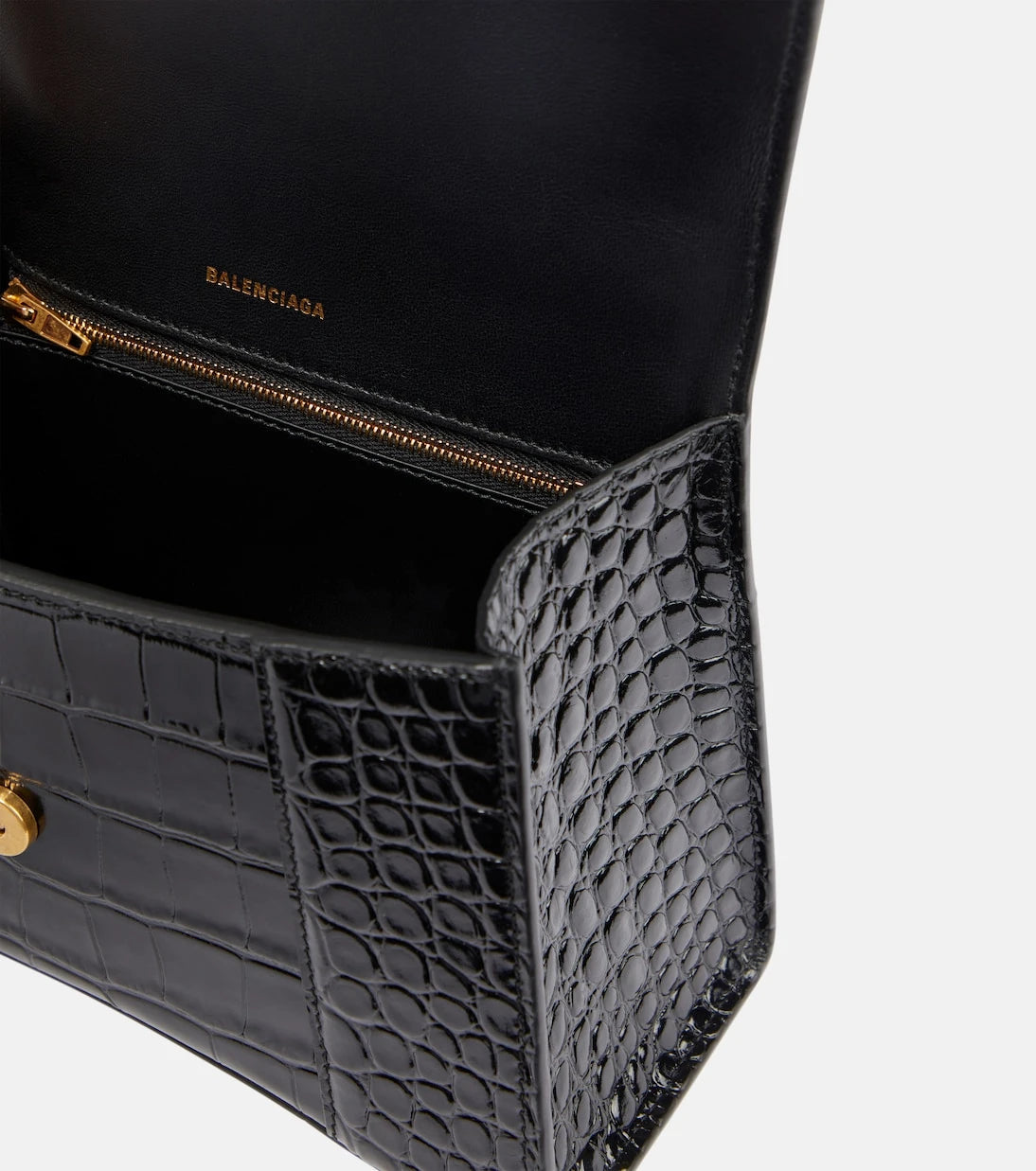 Balenciaga - Hourglass Small croc-effect leather crossbody bag