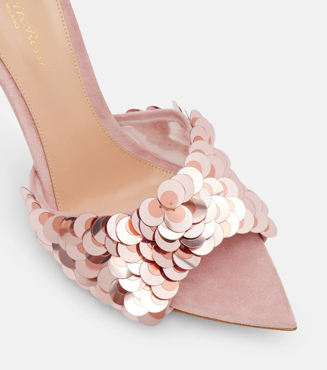 Gianvito Rossi - Elle sequined suede-trimmed mesh mules