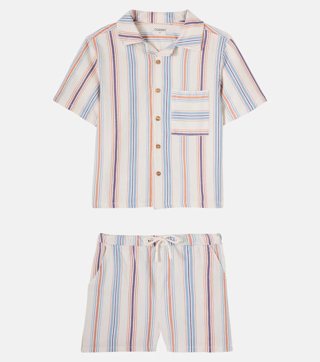 Cozmo - Iro striped cotton shirt and shorts set