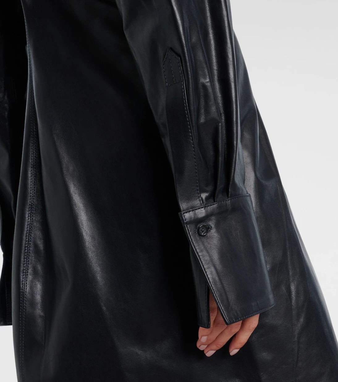 Toteme - Ruched leather shirt dress