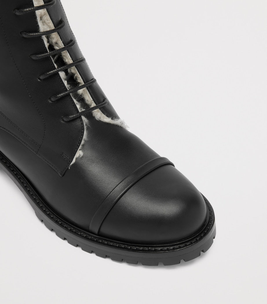 Malone Souliers Black Leather-Shearling Miller Ankle Boots