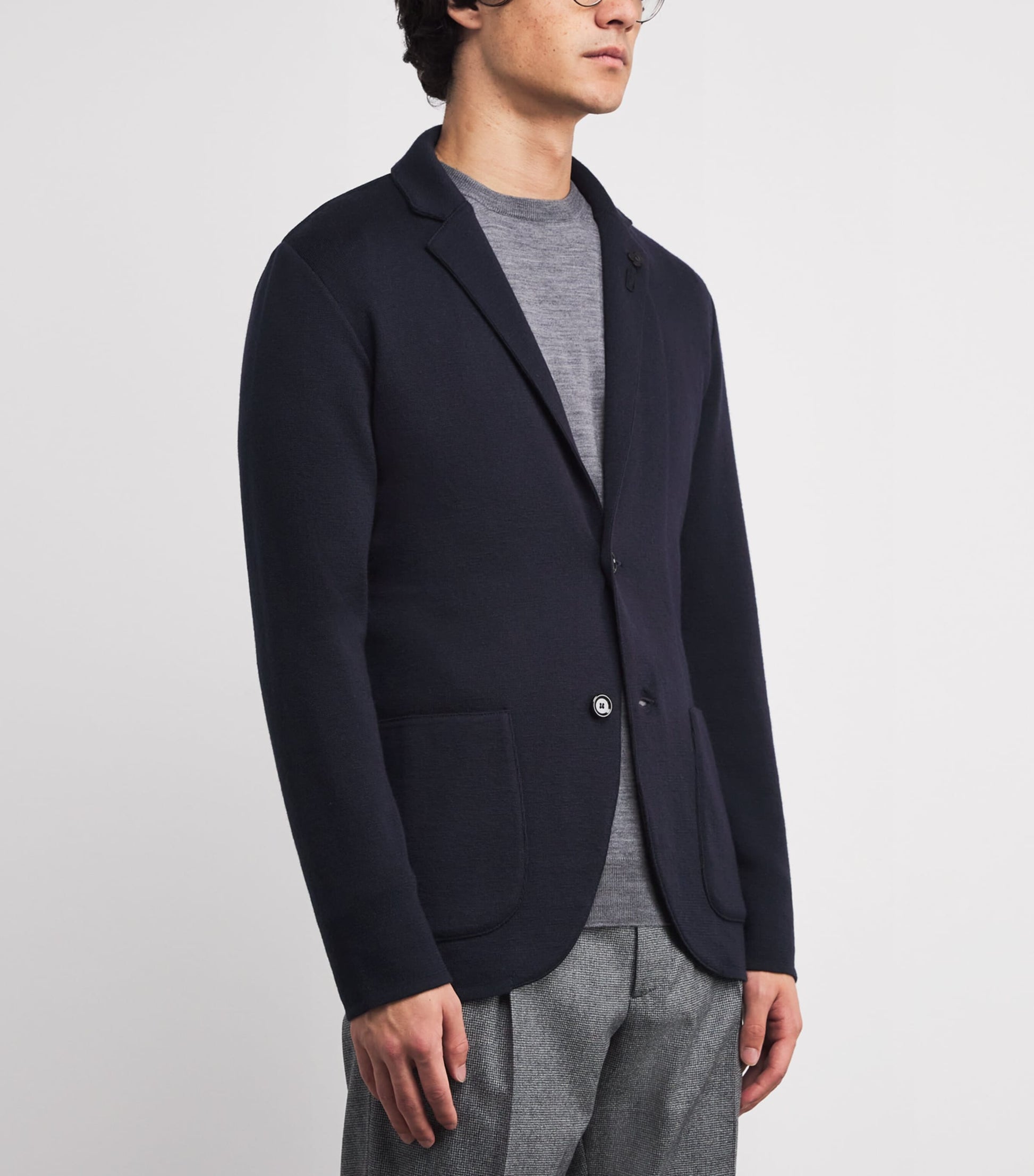 Lardini Navy Virgin Wool Knitted Blazer