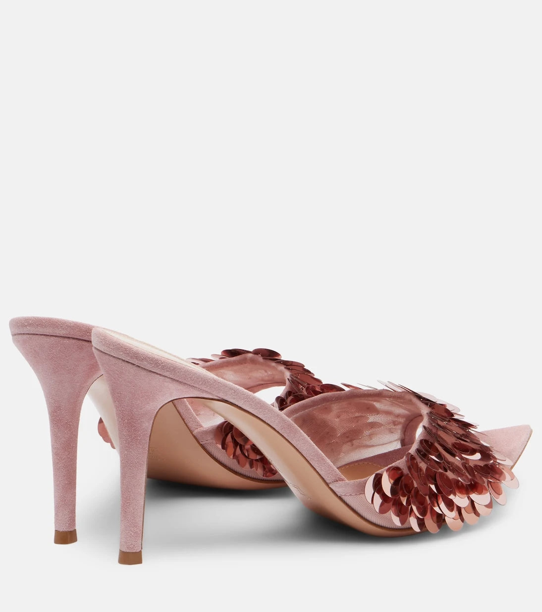 Gianvito Rossi - Elle sequined suede-trimmed mesh mules