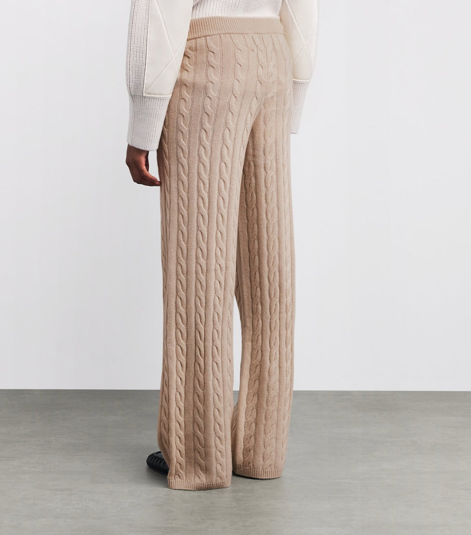 Soft Goat Ivory Cashmere Cable-Knit Sweatpants
