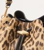 Gold Medium Cinch Leopard Print Bucket Bag