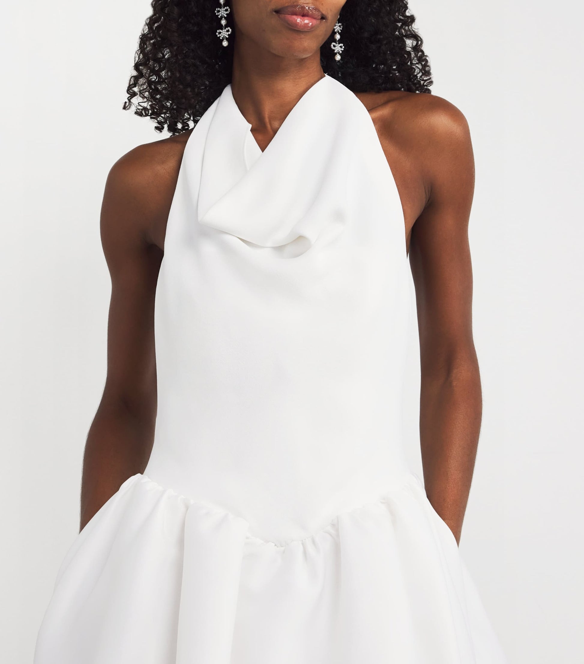 Self-Portrait White Crepe Halterneck Mini Dress