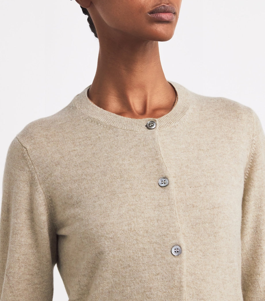 Harrods Beige Cashmere Crew-Neck Cardigan