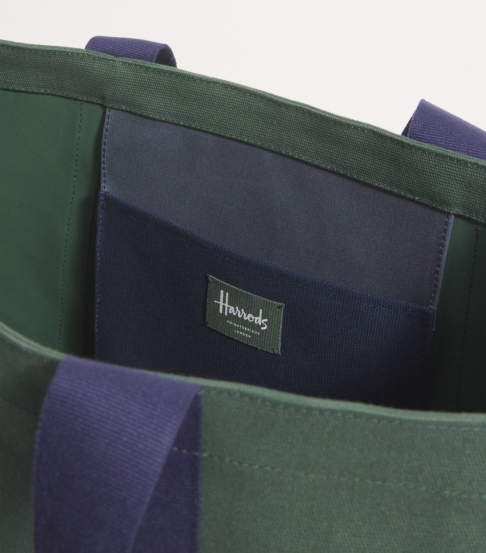 Harrods Green Large Cotton Logo Tote Bag