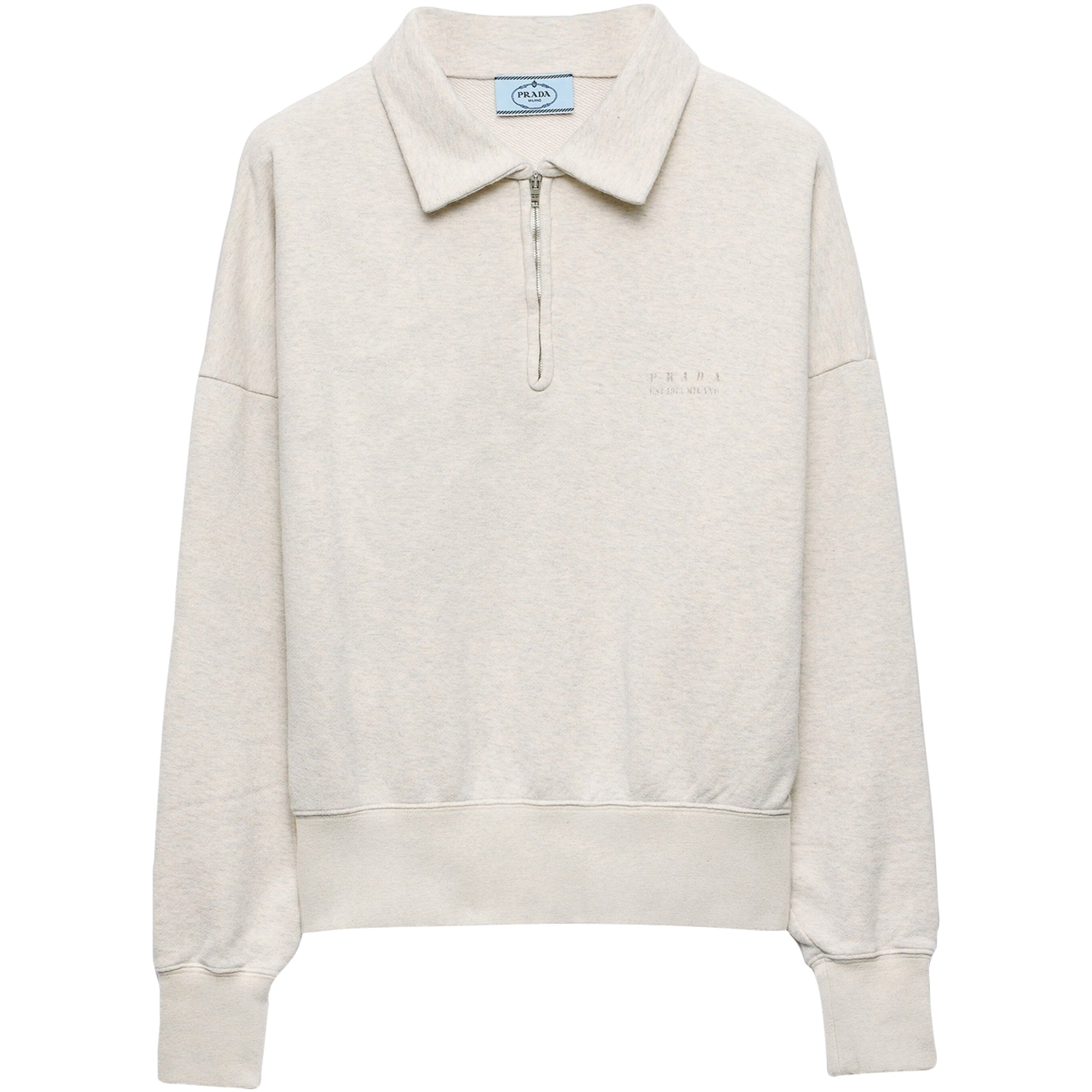 Neutral Cotton Half-Zip Sweatshirt
