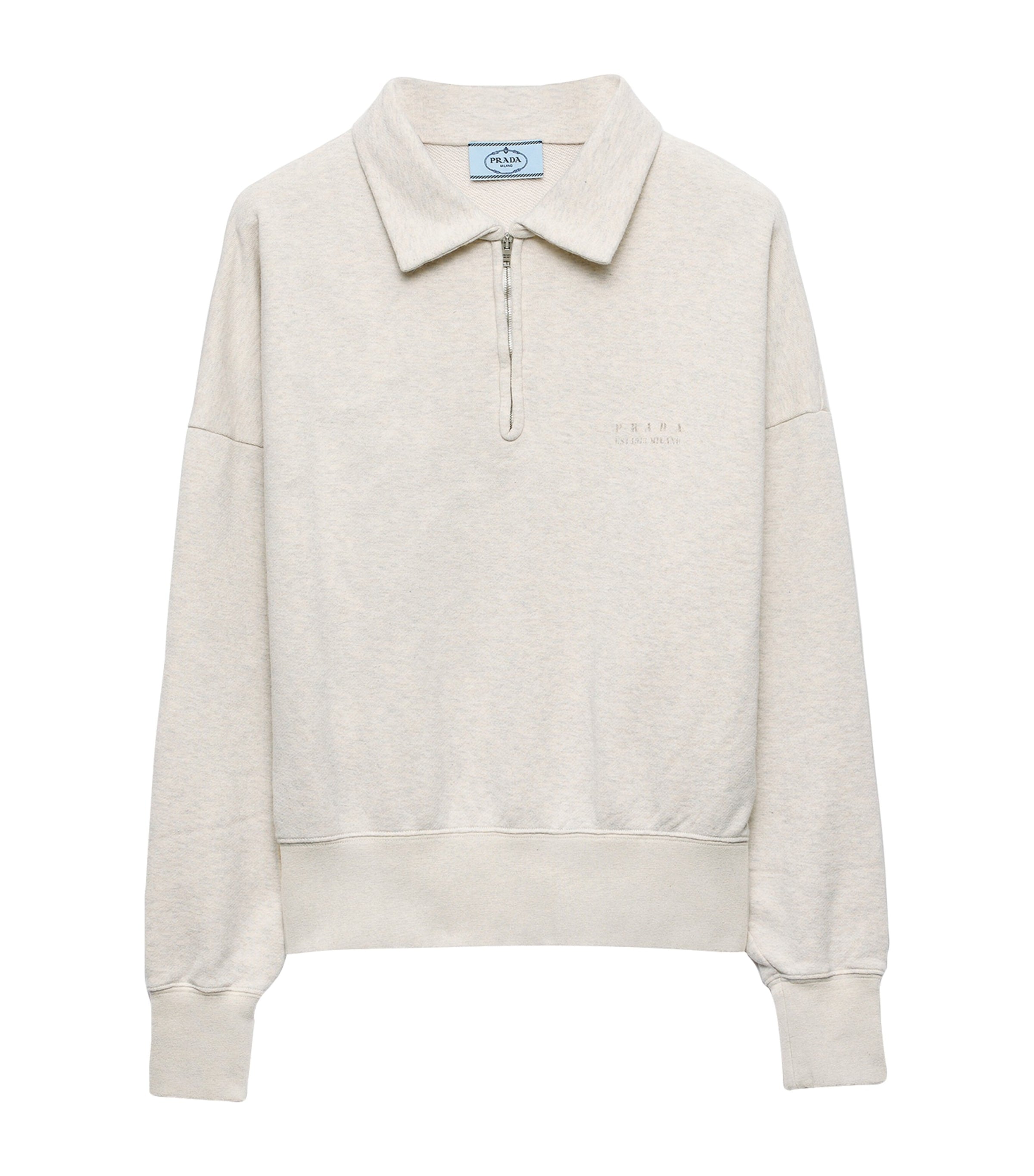 Neutral Cotton Half-Zip Sweatshirt