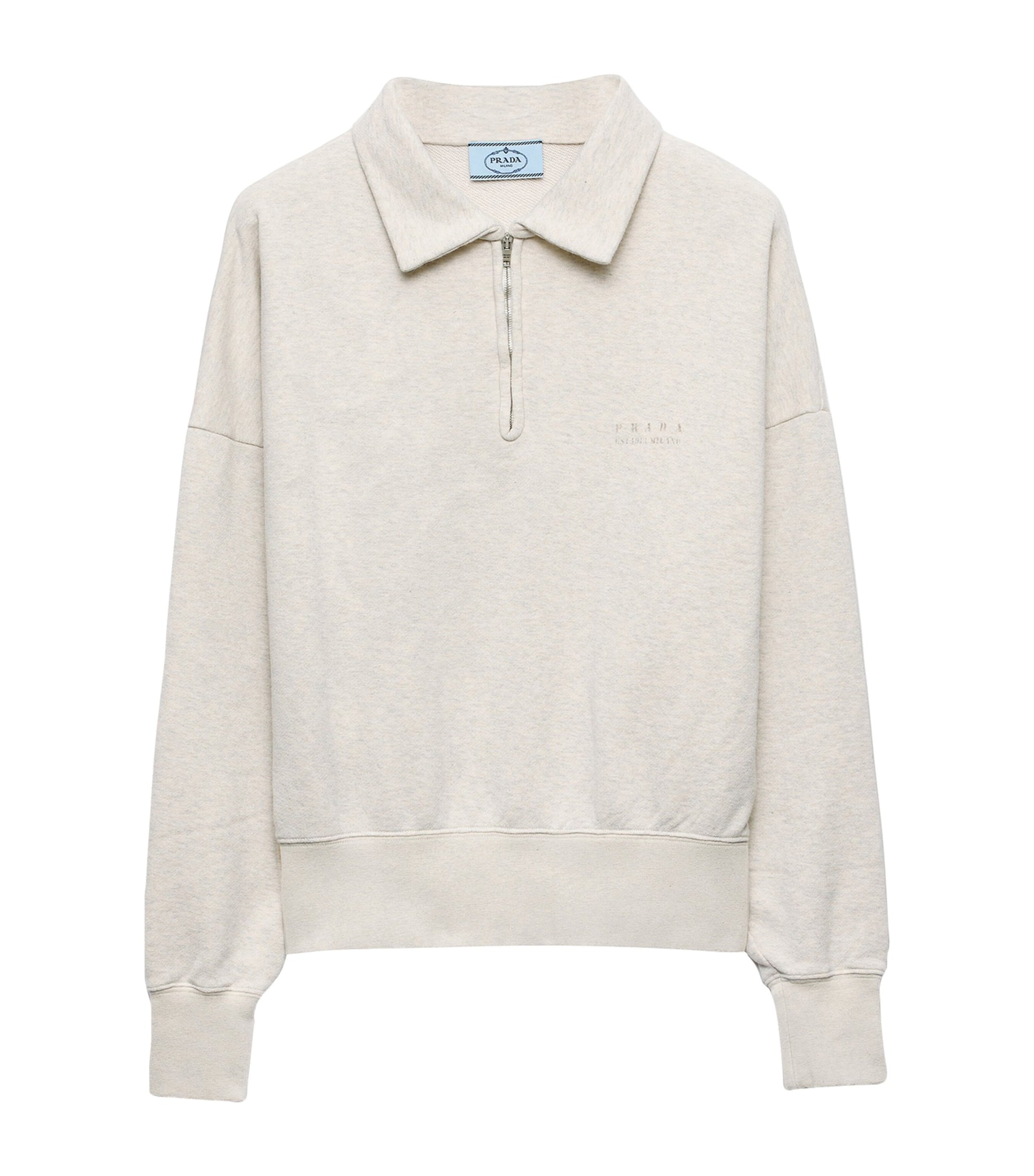 Neutral Cotton Half-Zip Sweatshirt