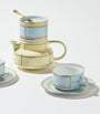 Set of 2 Porcelain Colonna Diva Celeste Teacups and Saucers