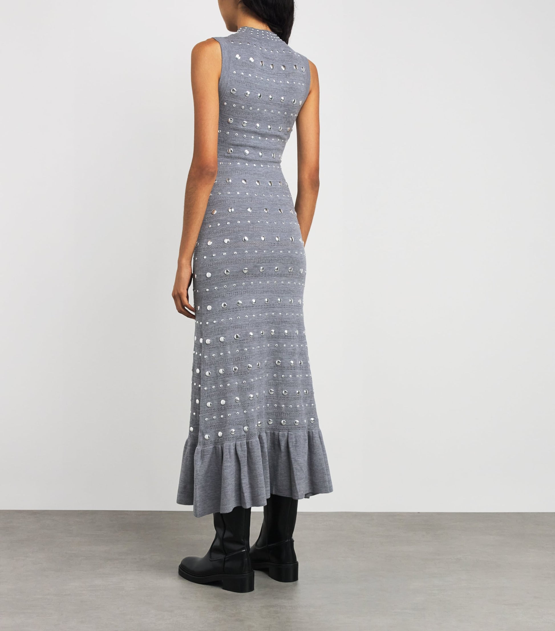 Wool-Blend Studded Maxi Dress GREY