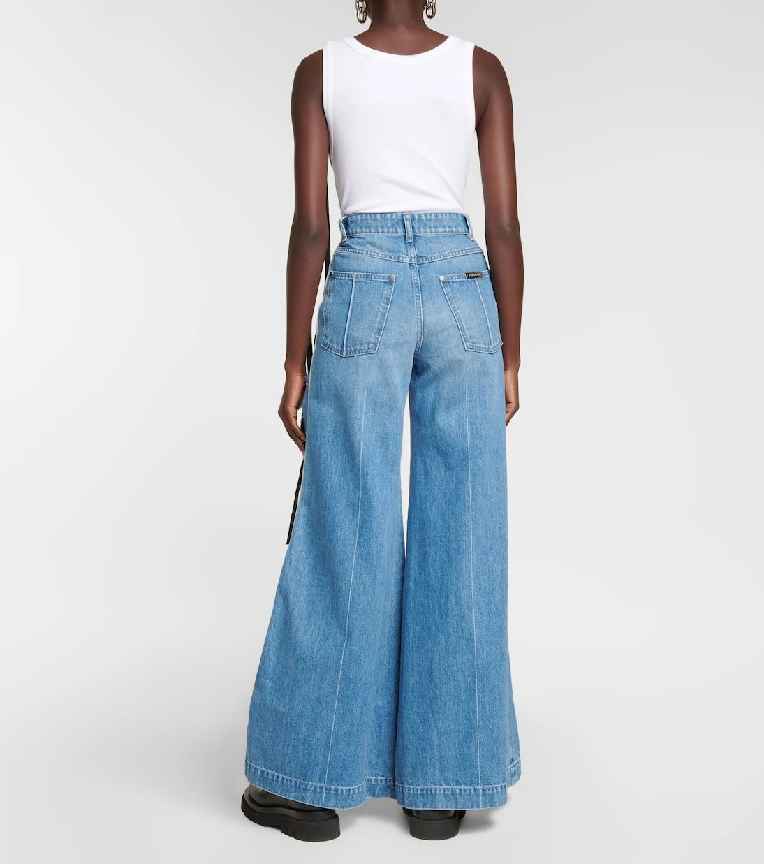 Peter Do - Distressed high-rise wide-leg jeans