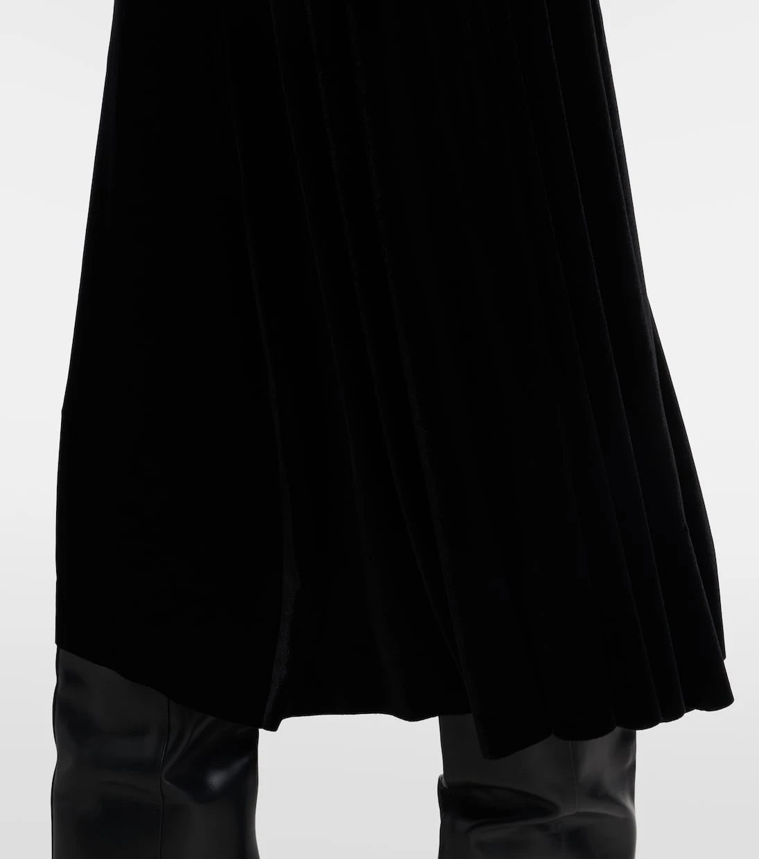 Norma Kamali - Flared pleated velvet midi skirt