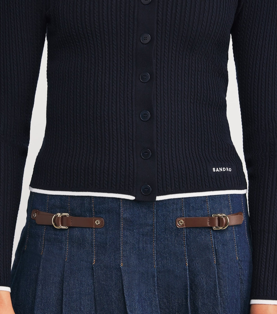 Cable-Knit Cardigan NAVY BLUE