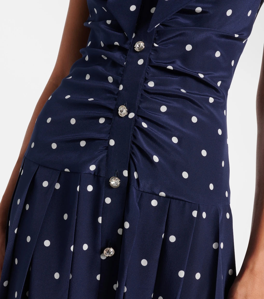 Alessandra Rich - Polka-dot ruffled silk midi dress