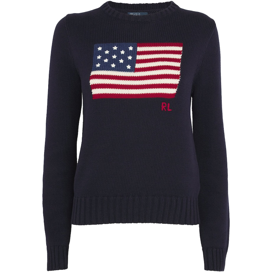 Polo Ralph Lauren Navy Cotton American Flag Sweater
