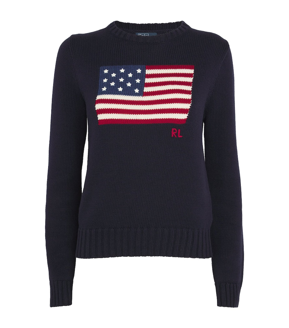 Polo Ralph Lauren Navy Cotton American Flag Sweater