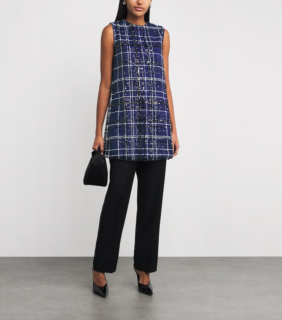 MAX&Co. Blue Sequin Check Mini Dress